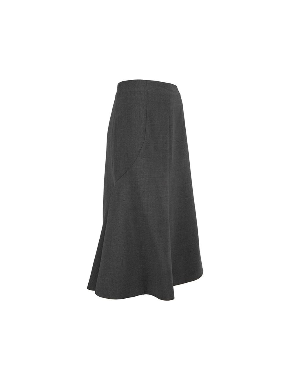 CONDITION is Very good. Hardly any visible wear to skirt is evident. The inner waistband is unstiched in some areas on this used Stella McCartney designer resale item. Details Grey Wool Midi flared skirt High waisted Side zip closure with hook and