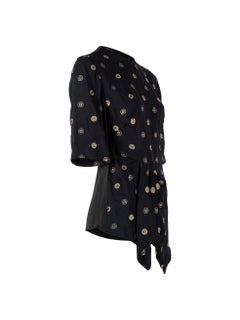 Pre-Loved Stella McCartney Women's Navy Asymmetric Embroidered Blouse