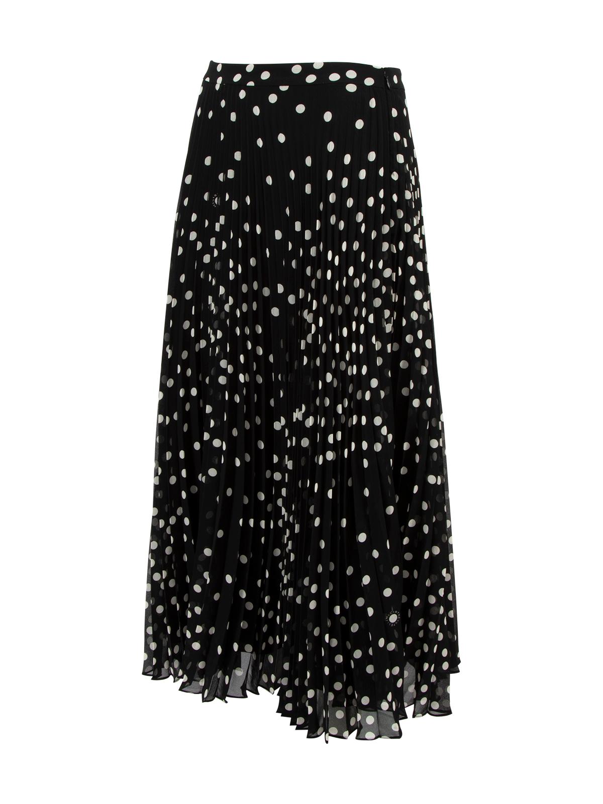 CONDITION is Very good. Hardly any visible wear to skirt is evident on this used Stella McCartney designer resale item. Details Black and white Polka dot design Pleated High waist Polyester Silk lining Loose-fit Zip and clasp closure Made in Romania