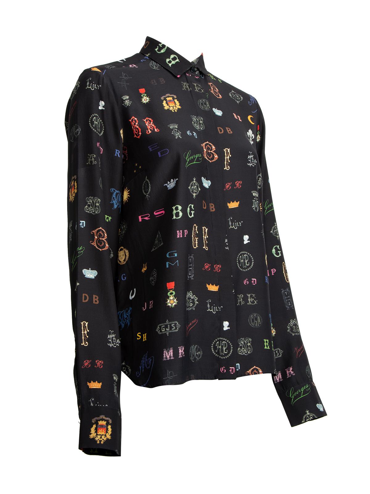 CONDITION is Very good. Hardly any visible wear to shirt is evident on this used Stella McCartney designer resale item. Details Black with multicolour print Silk V neck Button up Long sleeves Made in Hungary Composition 100% silk Care instructions: