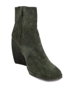 Pre-Loved Stephane Kelian Women's Vintage Green Suede Square Toe Wedge Boots