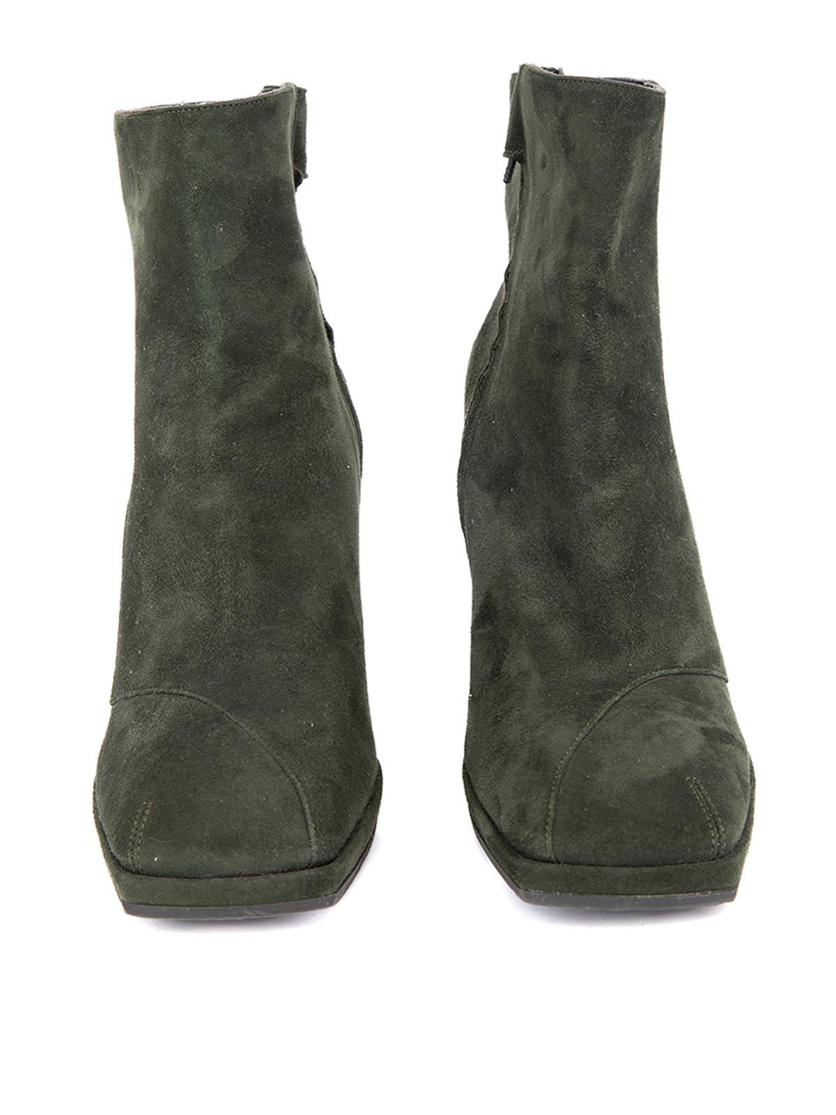 green luxury square toe boots