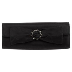 Pre-Loved Stuart Weitzman Damen-Clutch aus schwarzem Satin mit Schleife als Akzent