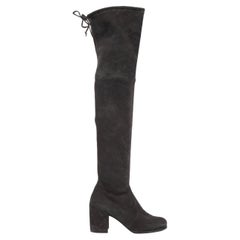 Used Pre-Loved Stuart Weitzman Women's Grey Tieland Over The Knee Boots