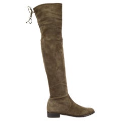 Used Pre-Loved Stuart Weitzman Women's Olive Green Knee High Suede Boots