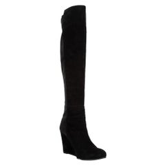 Pre-Loved Stuart Weitzman X Russel 
Bromley Women
s Black Suede Wedge Knee Boot
