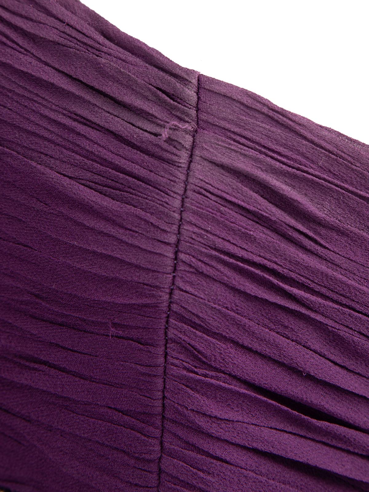 Pre-Loved Sue Wong Women's Purple Strapless Feather Pattern Dress In Excellent Condition In London, GB