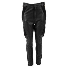 Pre-Loved Temperley London Women's Black Leather Patchwork Skinny Fit Trousers