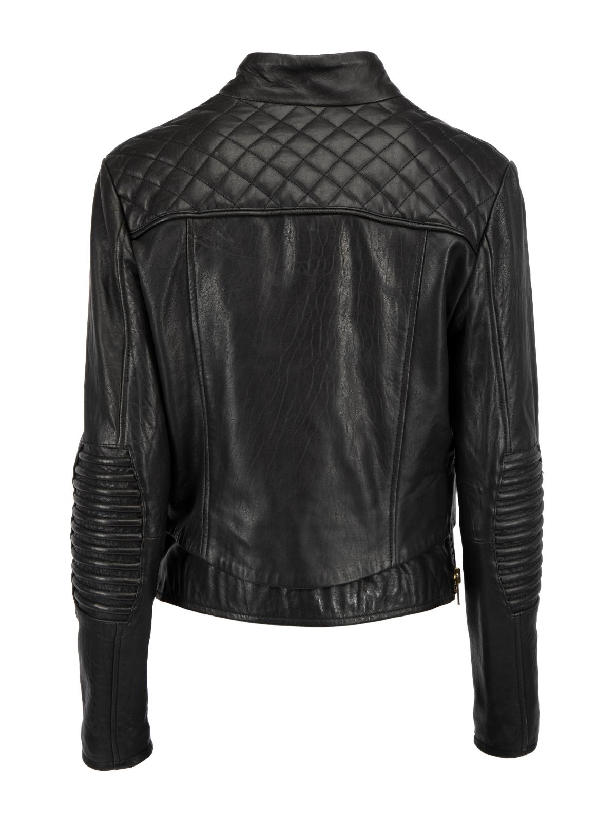 Pre-Loved The Kooples Women's Black Leather Quilted Biker Jacket In Excellent Condition In London, GB