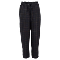 Pre-Loved Theory Women's Black Silk Check Culottes with Ruffle Waist