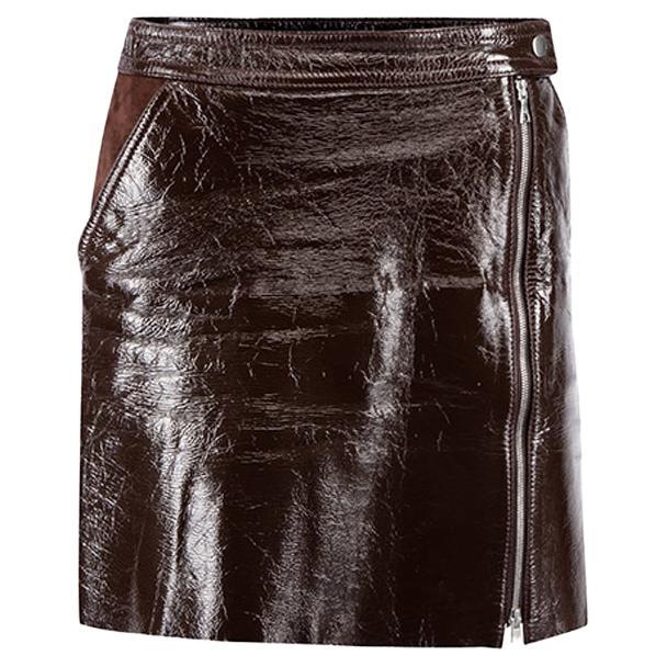 Pre-Loved Theory Women's Brown Patent Leather Mini Skirt