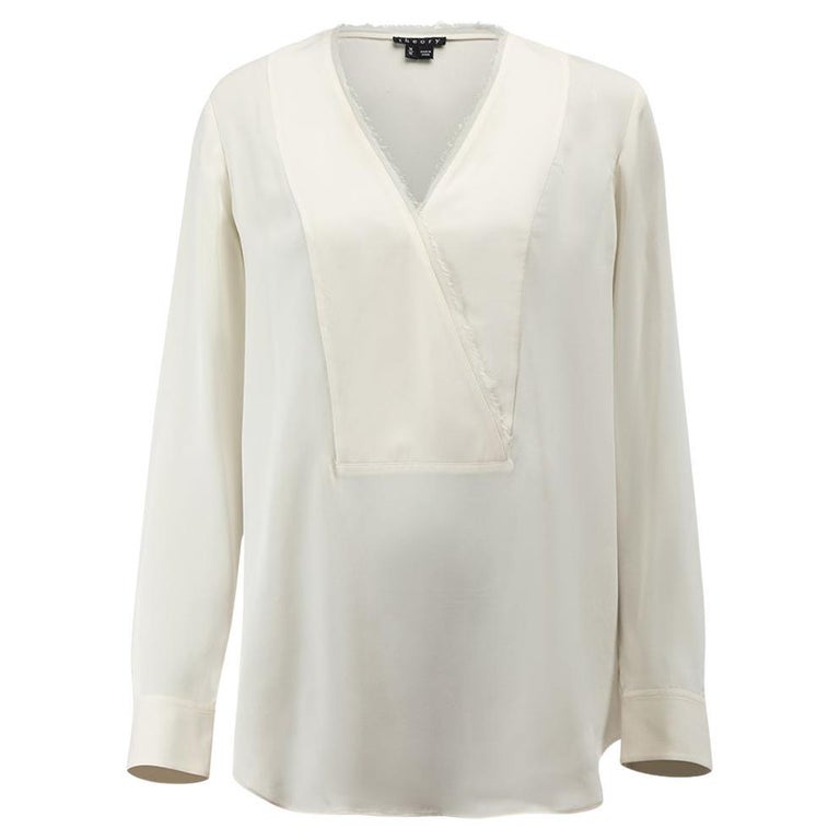 PreLoved Theory Women's Cream Silk VNeck Blouse For Sale at 1stDibs