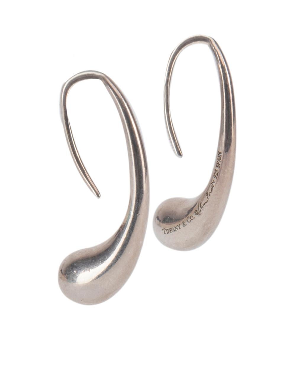 CONDITION is Very good. Hardly any wear to earrings is evident. Very Minimal scuffs seen on this used Tiiffany & Co. designer resale item. Details Sliver Sterling sliver Tear drop shape Slip on fastening Made in Spain Composition EXTERIOR: Sterling