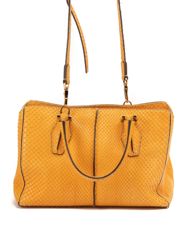 Pre-Loved Tod’s Women's Joy Tote Bag Mustard Real Python For Sale at ...