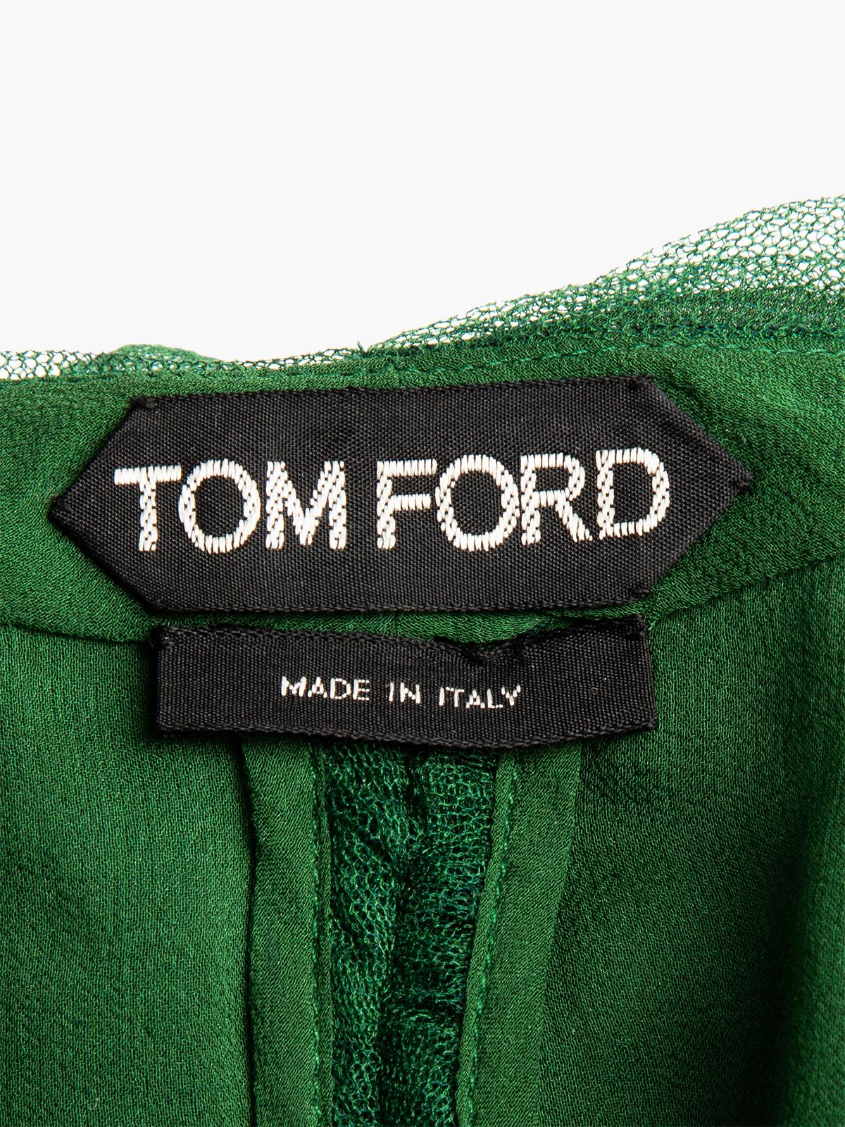 Pre-Loved Tom Ford Women's Green Zip Mesh Top In Excellent Condition In London, GB