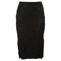 Pre-Loved Tom Ford Women's Suede Black Knee Length Pencil Skirt