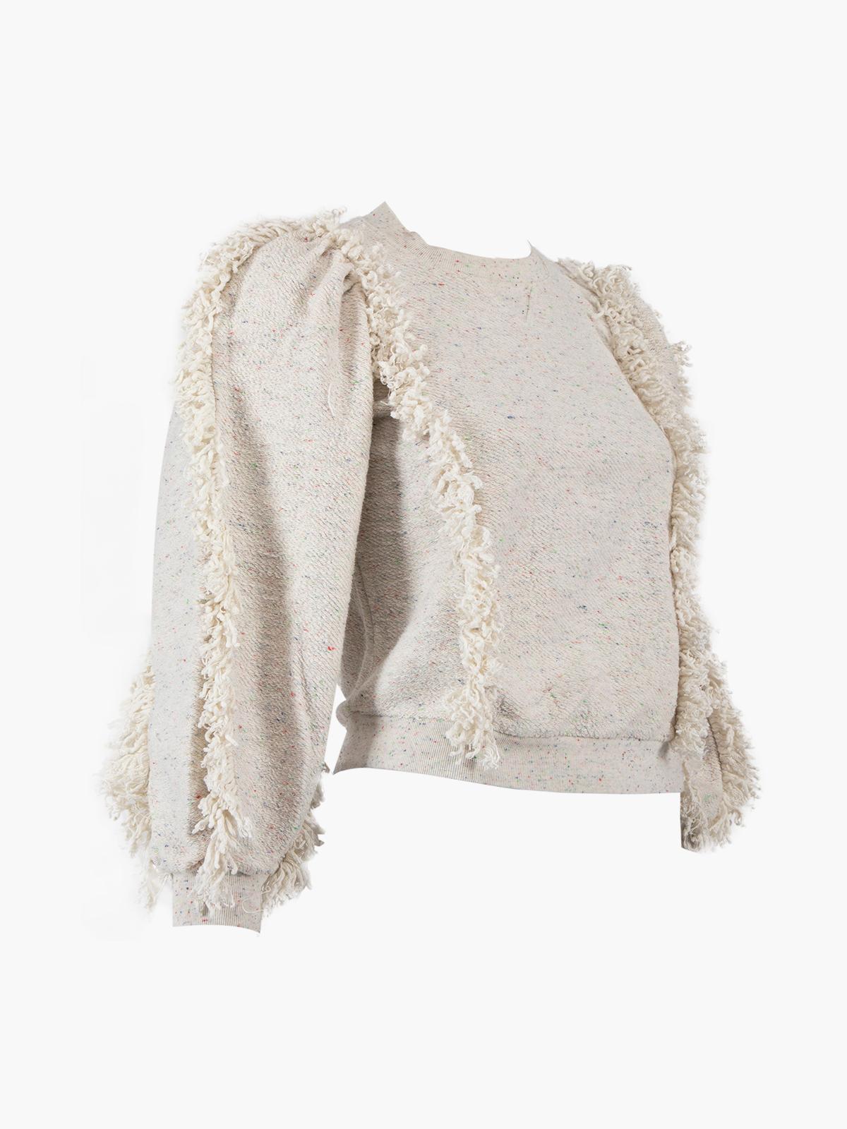 CONDITION is Very good. Hardly any visible wear to sweater is evident on this used Ulla Johnson designer resale item. Details Beige Multicoloured speckles Cotton Fringe sleeves Loose fit Long sleeves Round neck Made in Portugal Composition OUTER: