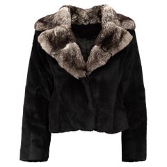 Pre-Loved Unbranded Women's Black Chinchilla Fur Collar Jacket