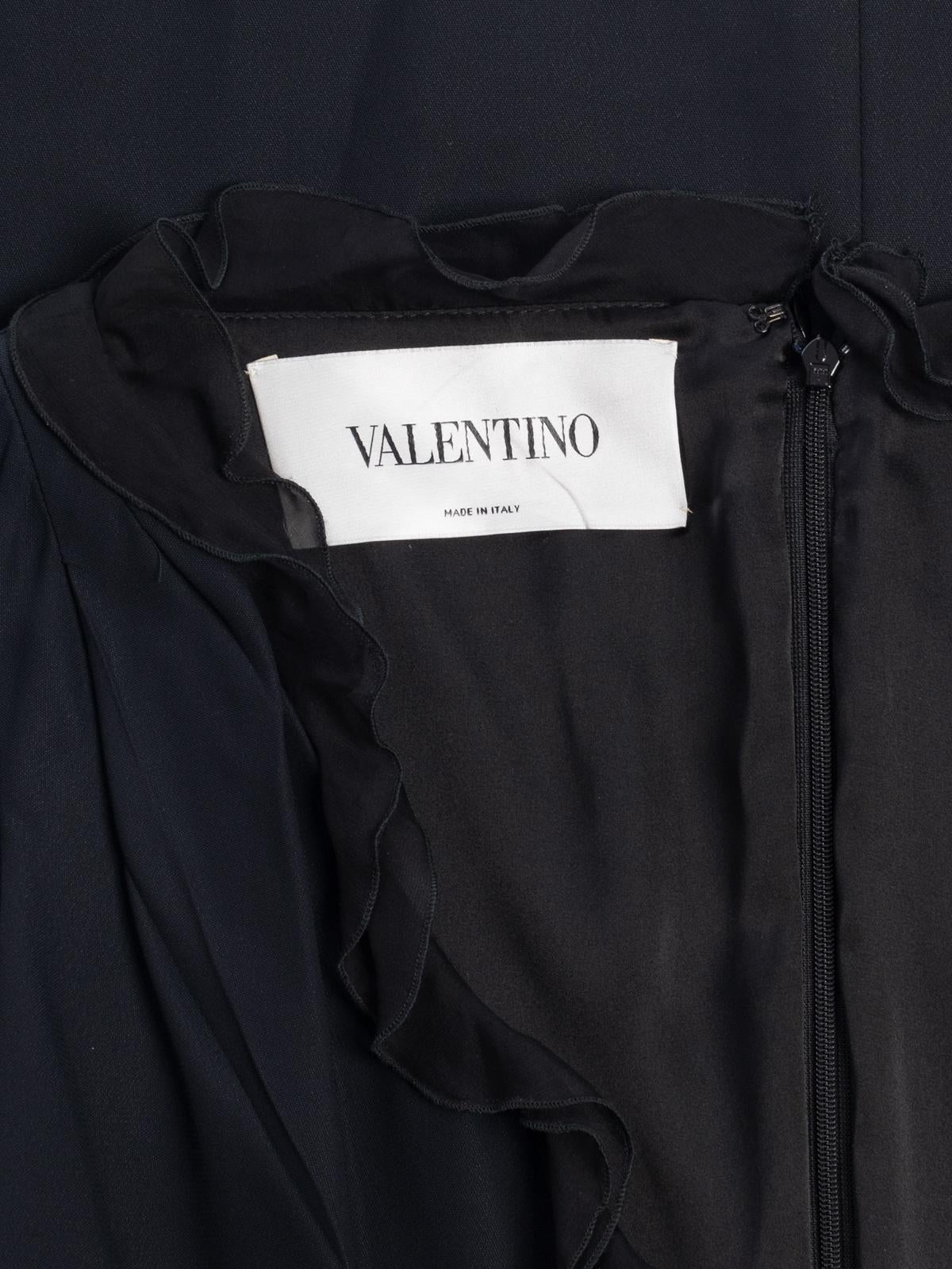 Pre-Loved Valentino Garavani Women's Black 3/4 Sleeve Frill Waist Dress 3