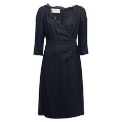 Pre-Loved Valentino Garavani Women's Black 3/4 Sleeve Frill Waist Dress