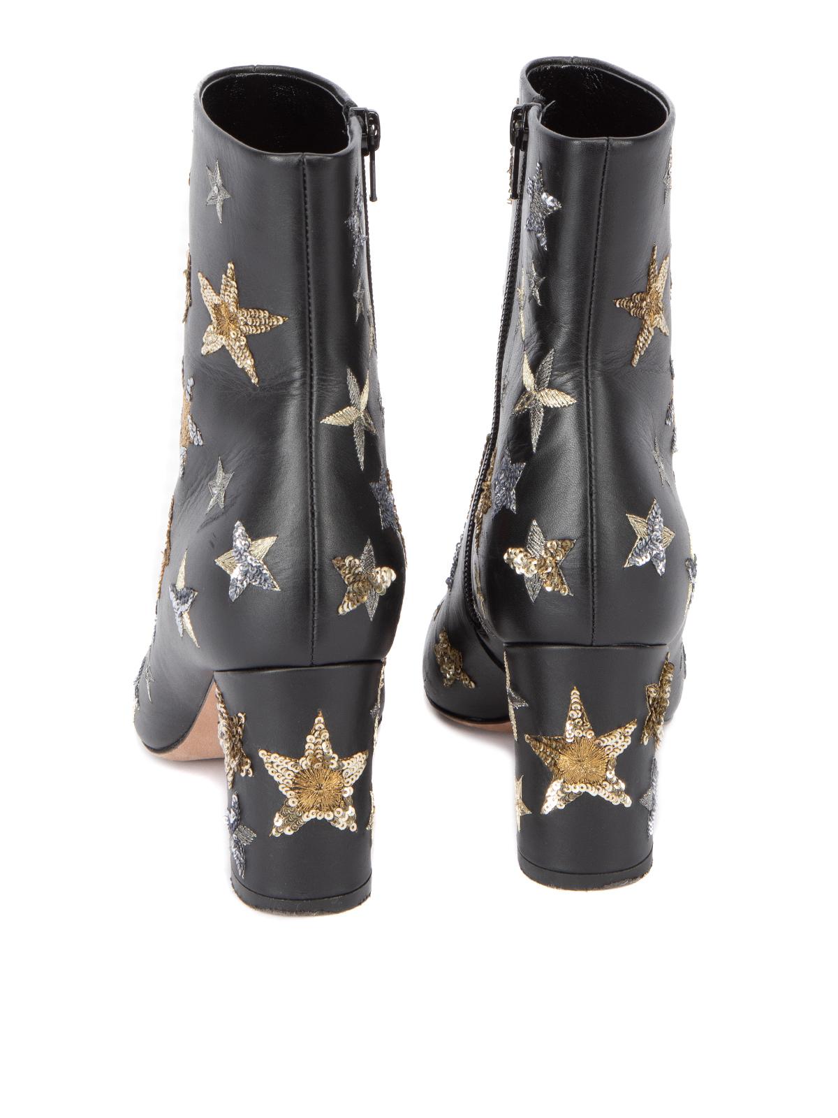Pre-Loved Valentino Garavani Women's Black Star Embellished Ankle Boots 1