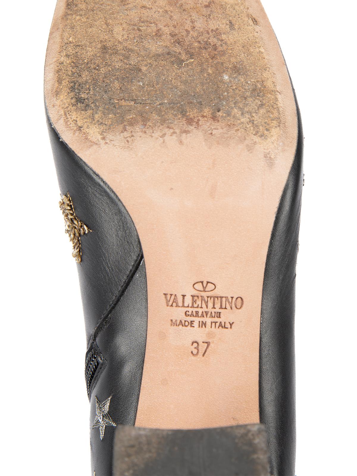 Pre-Loved Valentino Garavani Women's Black Star Embellished Ankle Boots 3