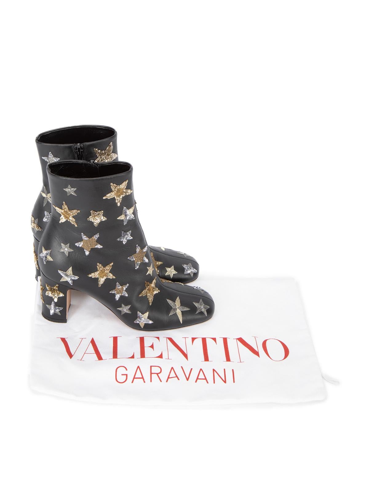 Pre-Loved Valentino Garavani Women's Black Star Embellished Ankle Boots 4