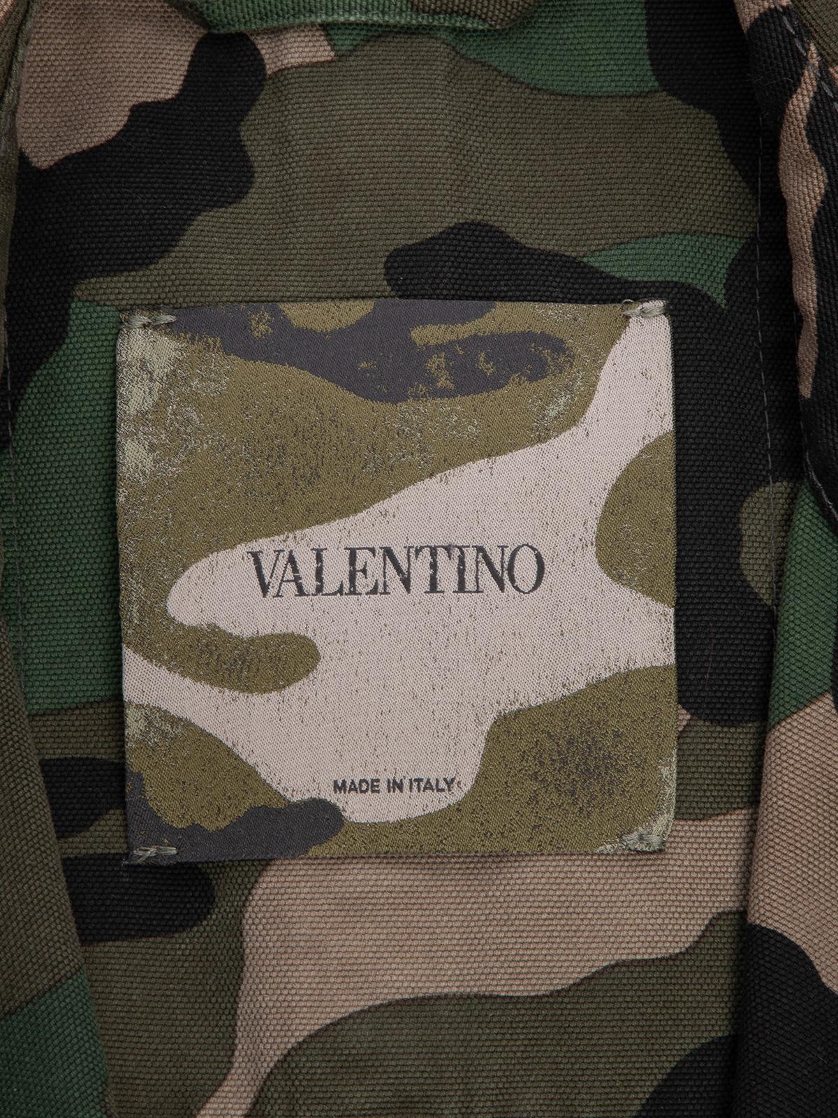Black Pre-Loved Valentino Garavani Women's Camo Cotton Printed Long Jacket