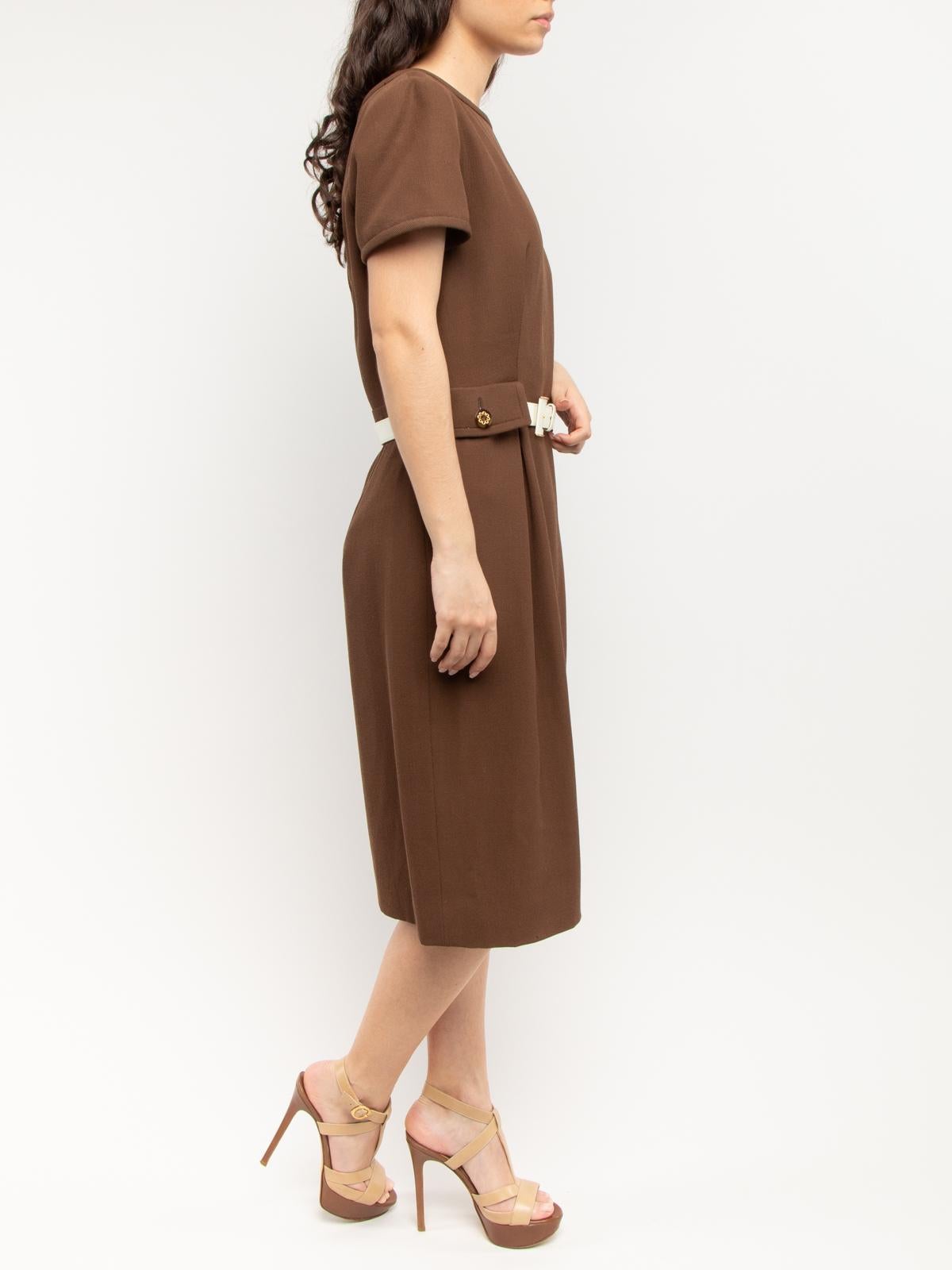 Pre-Loved Valentino Garavani Women's Chocolate Brown Vintage Belted Dress 3