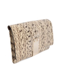 Pre-Loved Valentino Garavani Women's Cream Python Rockstud Long Clutch Bag