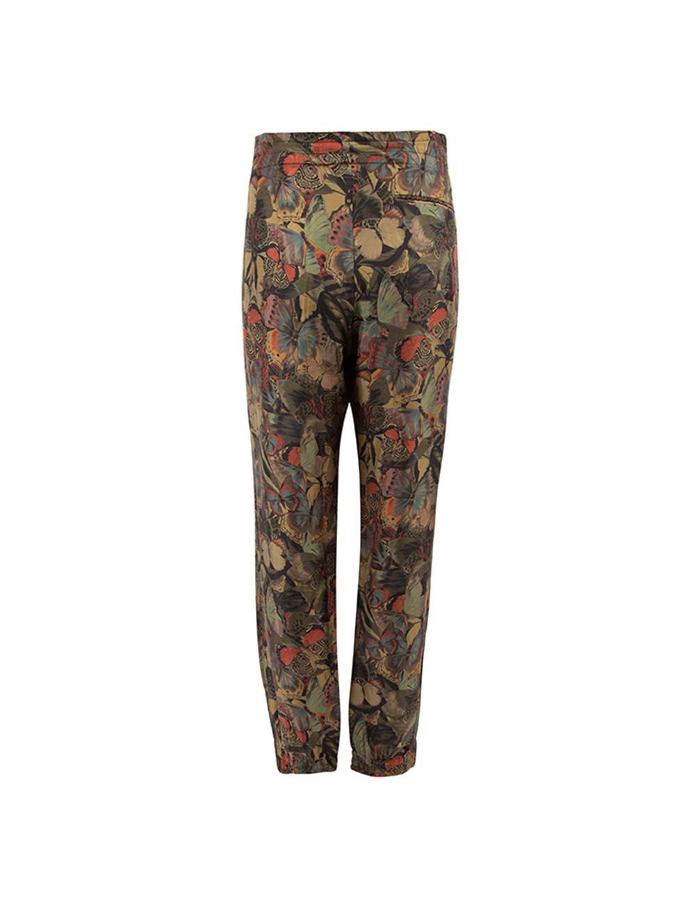 Pre-Loved Valentino Garavani Women's Drawstring Butterfly Print Silk Trousers In Excellent Condition In London, GB