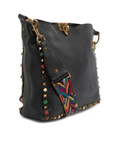 Pre-Loved Valentino Garavani Damen Gitarre Rolling Rockstud Hobo Messenger Bag