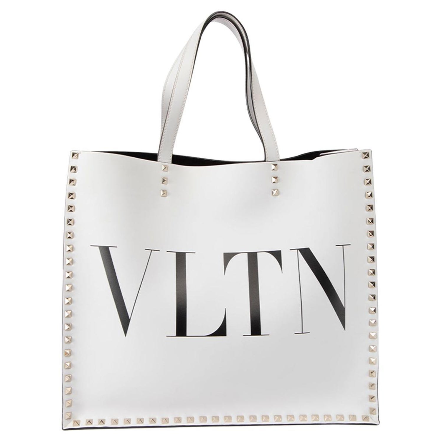 Pre-Loved Valentino Garavani Women's White Leather Rockstud VLTN Tote Bag  For Sale at 1stDibs