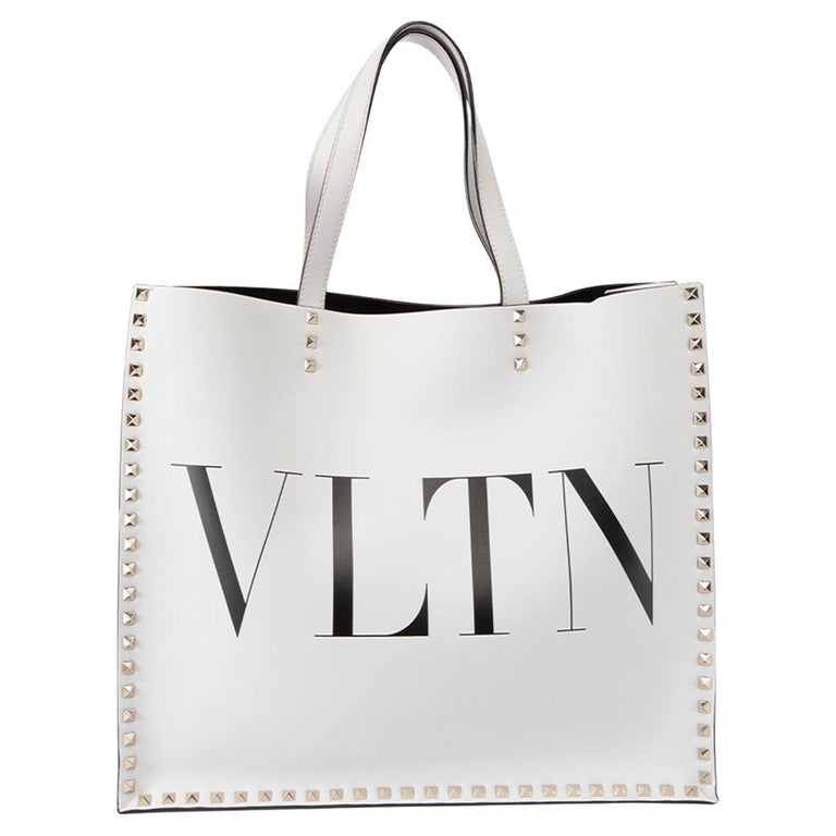 Pre-Loved Valentino Garavani Women's White Leather Rockstud VLTN Tote ...