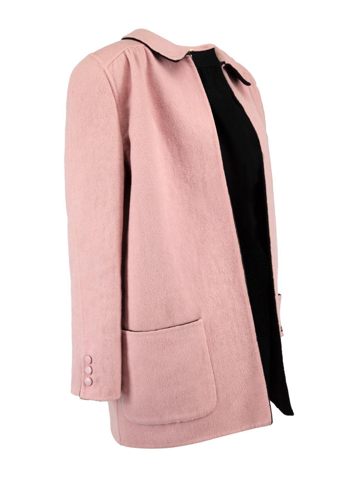 CONDITION is Very good. Hardly any visible wear to Coat is evident on this used Valentino designer resale item. Details Pink Wool Short Peter Pan collar Front pockets Round neckline Made in ITALY Composition 100% WOOL Care instructions: Professional
