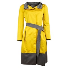Pre-Loved Valentino Roma Women's Yellow Contrast Panel Belted Coat