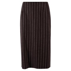 Pre-Loved Valentino Spa Women's Black Pinstripe Back Slit Midi Skirt