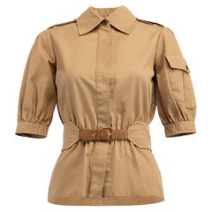 Pre-Loved Valentino Spa Women's Camel Cinched Waist Shirt with Belt