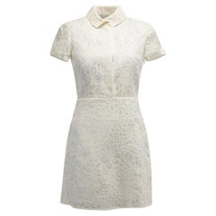Pre-Loved Valentino Spa Women's Cream Short Sleeve Floral Lace Mini Dress