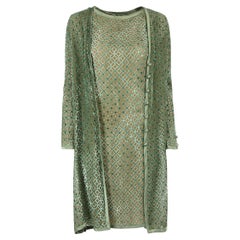 Pre-Loved Valentino Spa Women's Vintage Strickjacke & Kleid aus grünem Samt