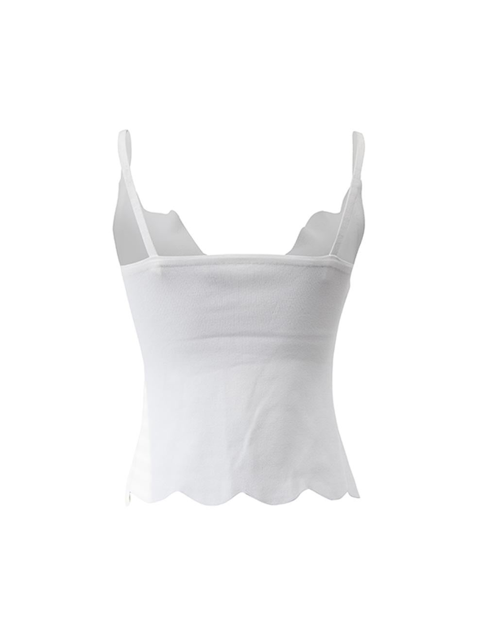 Pre-Loved Valentino Spa Women's White Wavy Wrap V-Neck Tank Top In Excellent Condition In London, GB