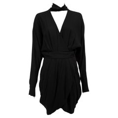 Vorgeliebtes Versace Damen Schwarz Hochgeschlossenes Tiefes V Mini Wickelkleid