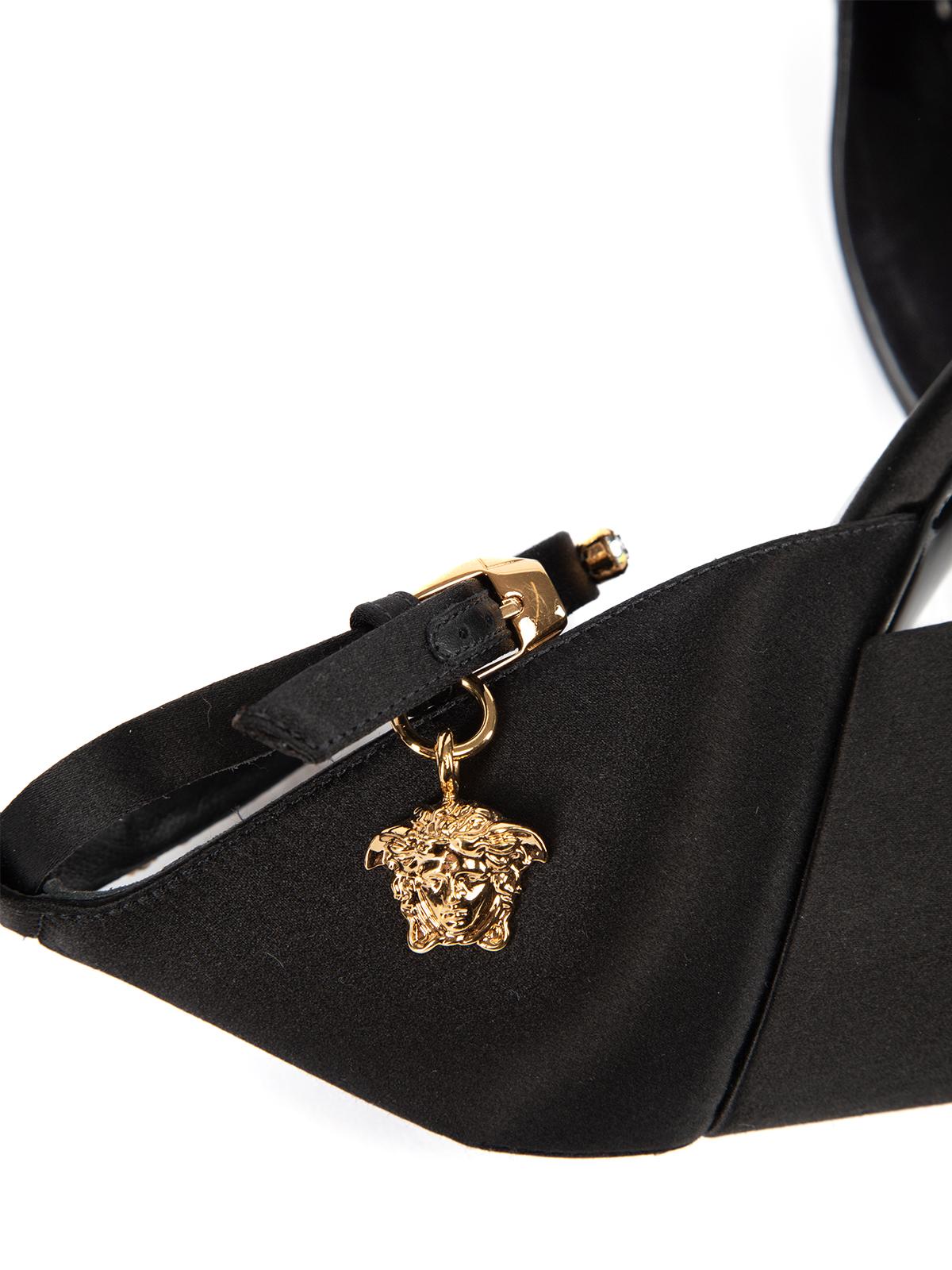 Pre-Loved Versace Women's Satin Crystal Embellishment D Orsay Pumps 4