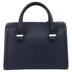 Used Pre-Loved Victoria Beckham Women's Navy Blue Leather Seven Bowling Rolled Handle