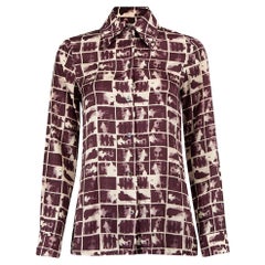 Pre-Loved Victoria Beckham Women's Purple Check Long Sleeve Printed Blouse