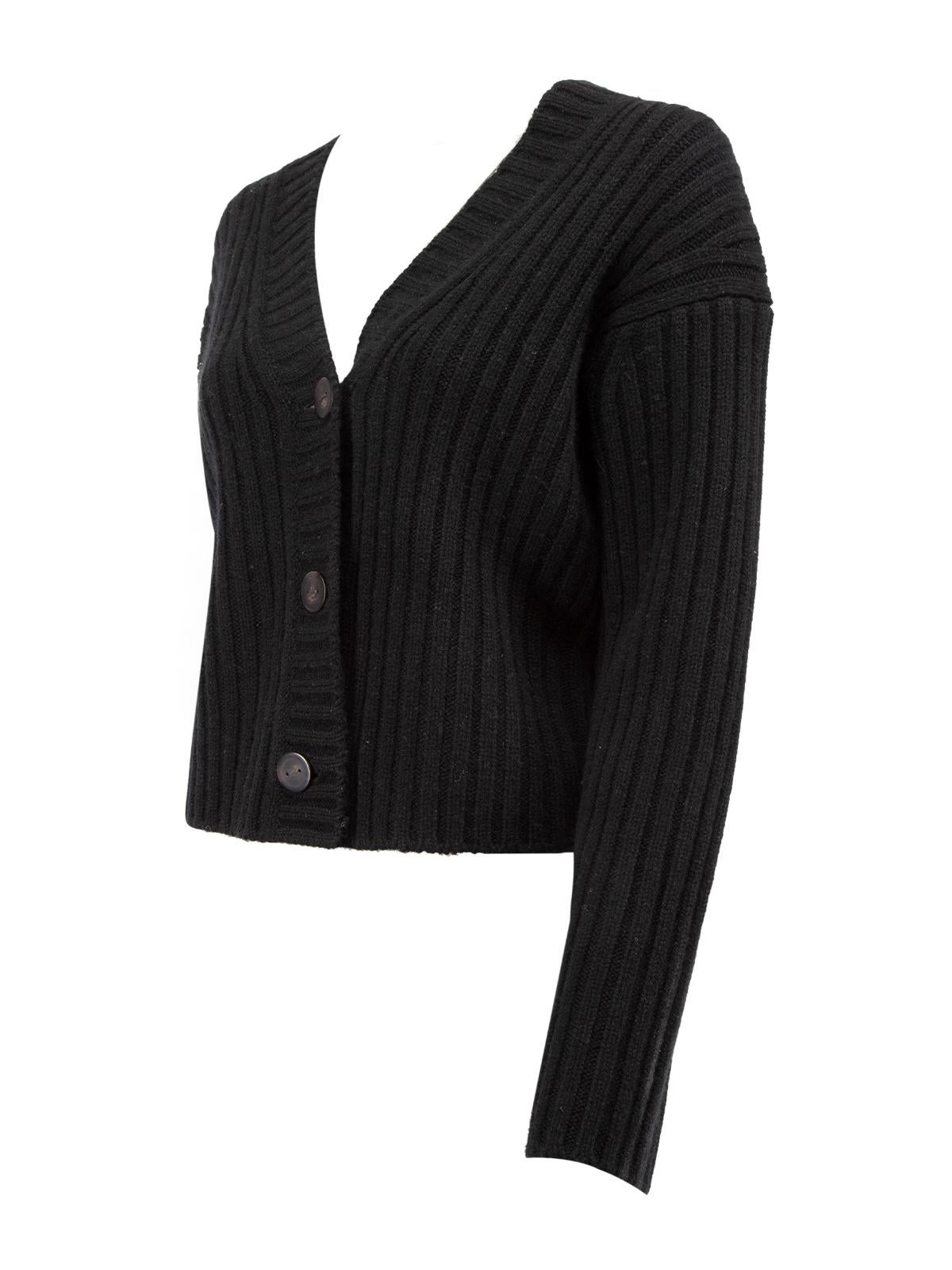 Pre-Loved Vince Women's Black Wool and Cashmere Cropped Button Up Cardigan 1