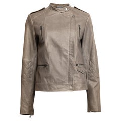 Pre-Loved Vince Damen Bilker-Lederjacke aus Taupe