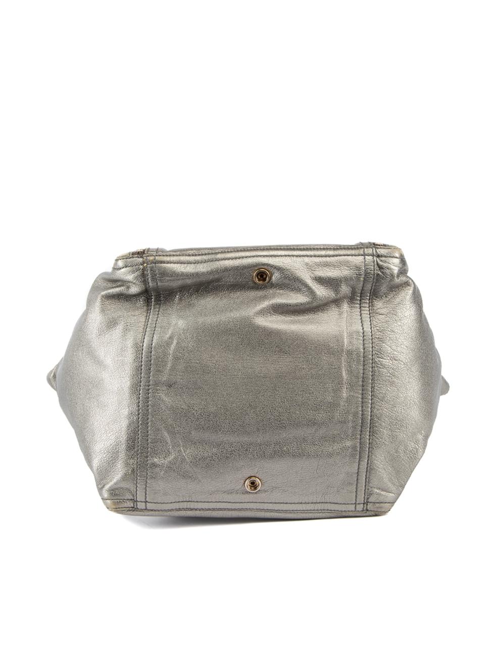 Pre-Loved Yves Saint Laurent Rive Gauche Women's Silver Metallic Leather Downtow 1