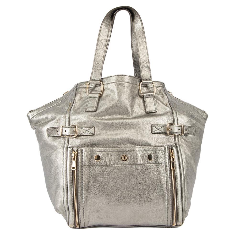 Pre-Loved Yves Saint Laurent Rive Gauche Women's Silver Metallic Leather Downtow