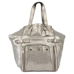 Pre-Loved Yves Saint Laurent Rive Gauche Damen''s Silber Metallic-Leder-Daunen